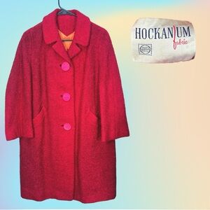 VTG Red Hockanum Fabrics Boucle Wool Coat See Measurements in Listing